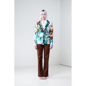 Etro Vintage Blue and Orange Printed Stretchy Blazer